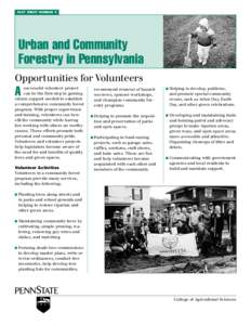 fact sheet number 4  Urban and Community Forestry in Pennsylvania Opportunities for Volunteers