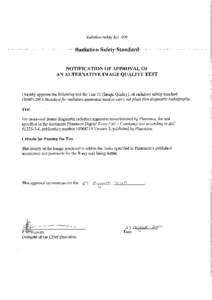 Radiation Safety Standard - Notification of approval of an alternative image quality test, Planmeca