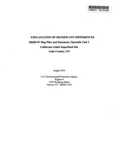 California Gulch Superfund Site, Operable Unit 3 (D&RGW Slag Piles and Easement), Explanation of Significant Differences, August 6, 2014