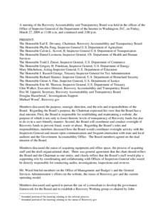 Treasury Inspector General for Tax Administration / Public administration / United States Department of Homeland Security / Inspector / Law / Year of birth missing / Department of Homeland Security Office of Inspector General / Daniel R. Levinson / Recovery Accountability and Transparency Board / Government / Inspector General