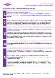 IMPORTANT INFORMATION PLEASE READ CAREFULLY AND RETAIN FOR YOUR RECORDS Dealing With Debt – 5 Things You Should Know  1