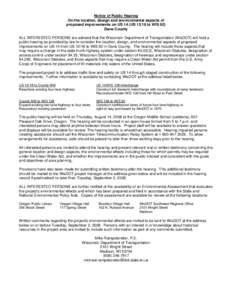 US 14 Reconstruction, Legal Notice - Public hearing August 2008