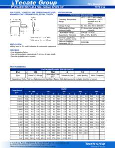 Tecate Group  Film Capacitors TYPE 814  POLYESTER FILM & FOIL RADIAL EPOXY DIP