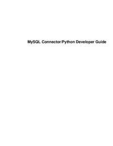 MySQL Connector/Python Developer Guide