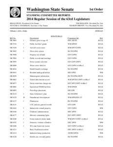 Washington State Senate  1st Order STANDING COMMITTEE REPORTS