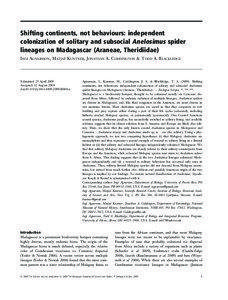 Shifting continents, not behaviours: independent colonization of solitary and subsocial Anelosimus spider lineages on Madagascar (Araneae, Theridiidae)