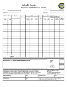 Abbeville County EXPENSE & REIMBURSEMENT REPORT Name Account Number