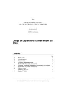 2003 THE LEGISLATIVE ASSEMBLY FOR THE AUSTRALIAN CAPITAL TERRITORY (As presented) (Mr Bill Stefaniak)