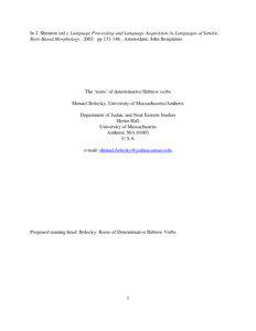 In J. Shimron (ed.), Language Processing and Language Acquisition in Languages of Semitic, Root-Based Morphology[removed]pp[removed]Amsterdam: John Benjamins