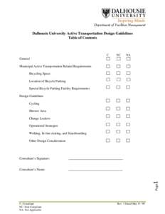 Department of Facilities Management  Dalhousie University Active Transportation Design Guidelines Table of Contents  C