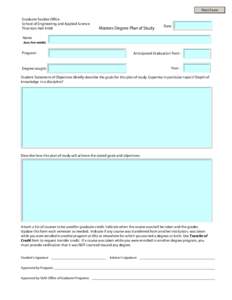 Print Form Graduate Studies Office School of Engineering and Applied Science Thornton Hall A108  Masters Degree Plan of Study