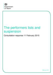 The performers lists and suspension: consultation response