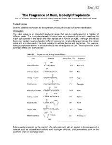 Exp’t 82  The Fragrance of Rum, Isobutyl Propionate