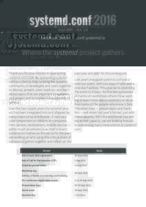 vV  systemd.conf 2016 Sept 28th - Oct. 1st  betahaus Berlin | conf.systemd.io