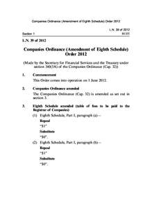 Companies Ordinance (Amendment of Eighth Schedule) Order 2012 L.N. 39 of 2012 B1355 Section 1