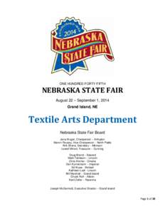 ONE HUNDRED FORTY FIFTH  NEBRASKA STATE FAIR August 22 – September 1, 2014 Grand Island, NE