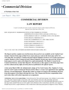 Law Report - May[removed]The Commercial Division of The State of New York