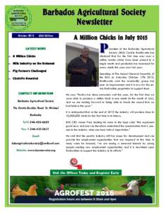 Barbados Agricultural Society Newsletter October 2015 AGA Edition