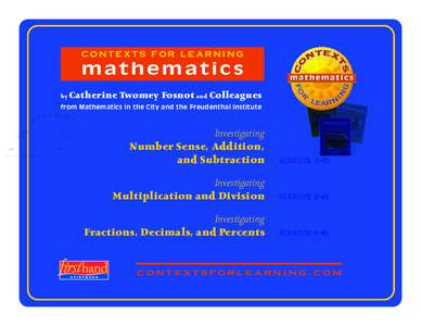contexts for learning  mathematics by  Catherine Twomey Fosnot and Colleagues