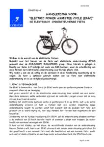 C9985591-NL HANDLEIDING VOOR “ELECTRIC POWER ASSISTED CYCLE (EPAC)”