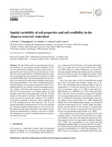 Solid Earth, 6, 383–392, 2015 www.solid-earth.netdoi:se © Author(sCC Attribution 3.0 License.  Spatial variability of soil properties and soil erodibility in the