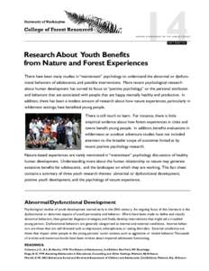 14  HUMAN DIMENSIONS OF THE URBAN FOREST FACT SHEET #14  Research About Youth Benefits