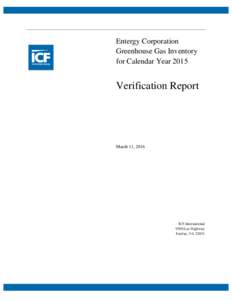 Entergy Corporation Greenhouse Gas Inventory for Calendar Year 2015 Verification Report