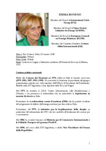 EMMA BONINO Membro del Board di International Crisis Group (ICG)