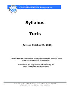 Federation of Law Societies of Canada  National Committee on Accreditation Syllabus Torts