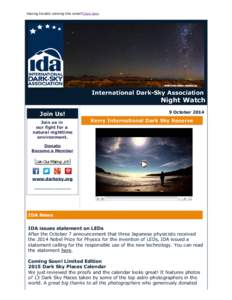 Having trouble viewing this email?Click here  International Dark­Sky Association  Night Watch 9 October 2014