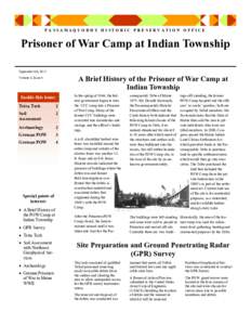 PASSAMAQUODDY HISTORIC PRESERVATION OFFICE  Prisoner of War Camp at Indian Township September 4th, 2013  A Brief History of the Prisoner of War Camp at