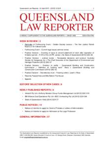 Queensland Law Reporter –10 April 2015 – [QLR  A WEEKLY SUPPLEMENT TO THE QUEENSLAND REPORTS — SINCE