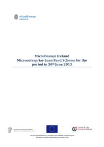 Microfinance Ireland Microenterprise Loan Fund Scheme for the period to 30th June 2013 This financing benefits from a guarantee issued under the ‘European Progress Microfinance Facility’ established by the European U