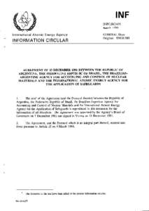 INFCIRC[removed]Agreement on 13 December 1991 Between the Republic of Argentina, the Federative Republic of Brazil, the Brazilian-Argentine Agency for Accounting and Control of Nuclear Materials and the International Atomi