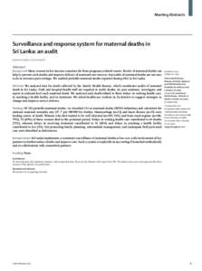 Surveillance and response system for maternal deaths in Sri Lanka: an audit