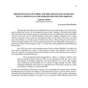 49  The Resistance of Words and the Challenge of Images: Visual Writing in Late Eighteenth-Century Britain Laurent Châtel