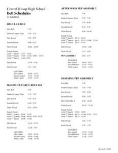Central Kitsap High School  AFTERNOON PEP ASSEMBLY Bell Schedules