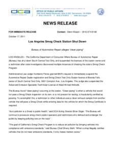 OFFICE OF PUBLIC AFFAIRS 1625 North Market Boulevard, Suite N-323, Sacramento, CA[removed]P[removed]F[removed] | www.dca.ca.gov NEWS RELEASE FOR IMMEDIATE RELEASE