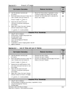 Section 6.1 –  Area of a Triangle Curriculum Outcomes •