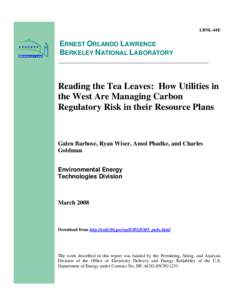 Reading the Tea Leaves: How Utilities in the West Are Managing Carbon Regulatory Risk in their Resource Plans