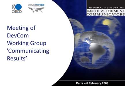 Meeting of DevCom Working Group ’Communicating Results’