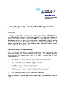 Learning to Compete (L2C): Accelerating Industrial Development in Africa