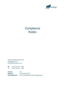 Compliance Kodex FERI EuroRating Services AG RathausplatzBad Homburg v.d.H.