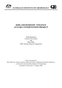 Kids and domestic violence : an early intervention project