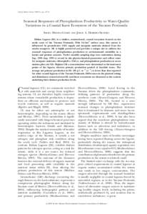 Gulf of Mexico Science, 2009(1), pp. 39–51  Seasonal Responses of Phytoplankton Productivity to Water-Quality Variations in a Coastal Karst Ecosystem of the Yucatan Peninsula ISRAEL MEDINA-GO´MEZ