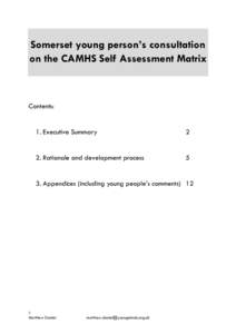 Somerset young person’s consultation on the CAMHS Self Assessment Matrix Contents: 1. Executive Summary