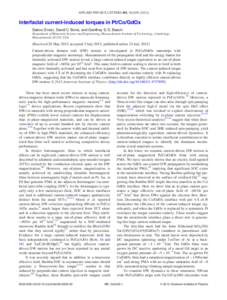 APPLIED PHYSICS LETTERS 101, Interfacial current-induced torques in Pt/Co/GdOx Satoru Emori, David C. Bono, and Geoffrey S. D. Beach Department of Materials Science and Engineering, Massachusetts Institute