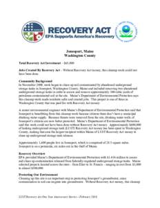 Recovery Act, EPA Supports America’s Recovery - Jonesport, Maine Washington County