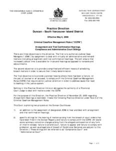 SUITE 602, 700 W. GEORGIA STREET  THE HONOURABLE HUGH C. STANSFIELD CHIEF JUDGE  BOX 10287, PACIFIC CENTRE