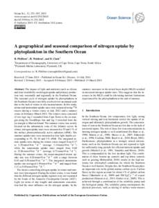 Ocean Sci., 11, 251–267, 2015 www.ocean-sci.net[removed]doi:[removed]os[removed] © Author(s[removed]CC Attribution 3.0 License.  A geographical and seasonal comparison of nitrogen uptake by